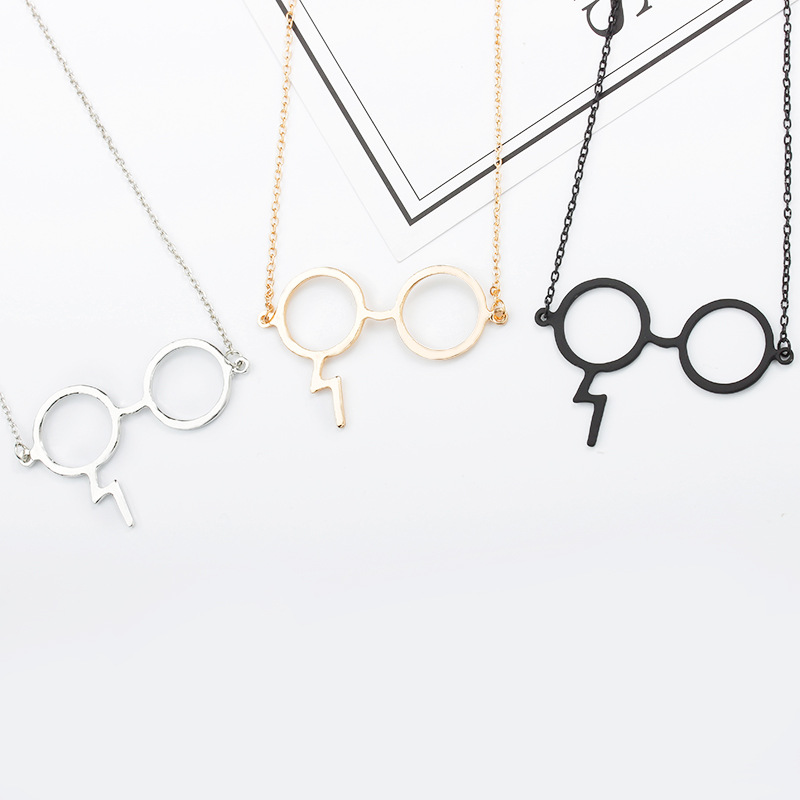 Harry Potter Glasses Necklace Geek Scar Lightning Alloy Jewelry wholesale fashion