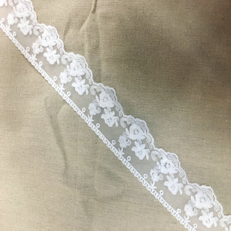 5CM棉线单边弧形小花网布刺绣花边辅料 窗帘家纺服装花边