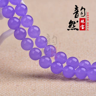 韵然厂家直销 紫罗兰色玉髓散珠配珠 diy手链项链配珠半成品配件