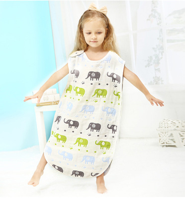 纯棉六层纱布蘑菇睡袋 宝宝婴儿童背心 6层防踢被被春夏秋冬款