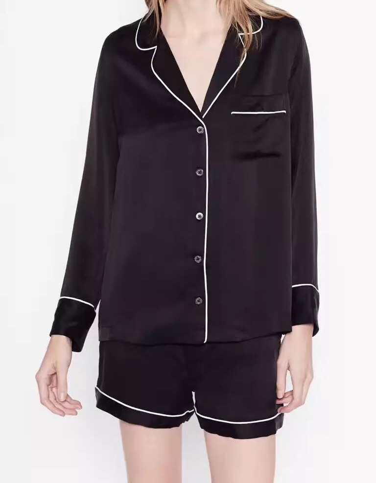 2017春夏新款女式 真丝衬衫 睡衣 图片