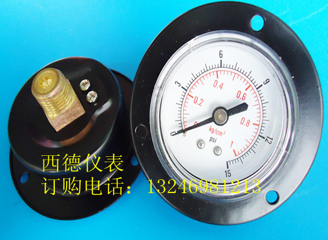 50MM轴向带边（嵌装式）0－1KG气压表 压力表 水压表 2分牙