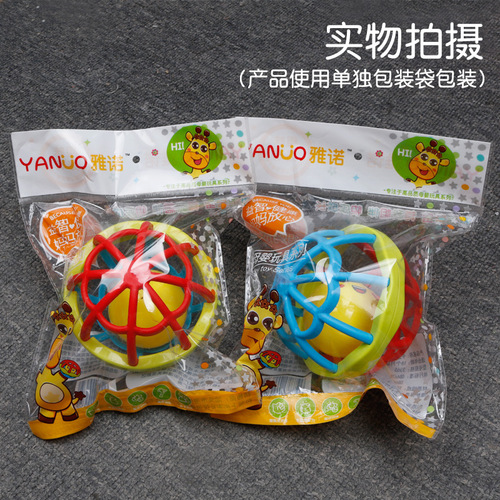 Baby teether educational soft glue colorful hand-caught rolling ball fitness ball learning to crawl intellectual development toys cross-border