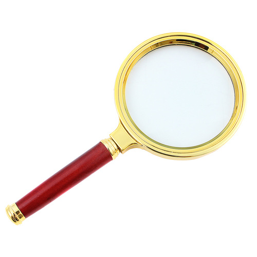 Magnifying glass HD 10x handheld reading for elderly, jewelry and jade identification 80mm, imitation mahogany handle magnifying glass