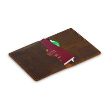 新款頭層真牛皮護照本 護照包 瘋馬皮復古登機卡皮夾卡包護照夾