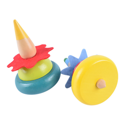 Foreign trade clown spinning top LLW02 cute wooden painted traditional top children's nostalgic toy 0.045