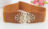 Fashionable waist belt, metal decorations, cat's eye, elastic waist, flowered