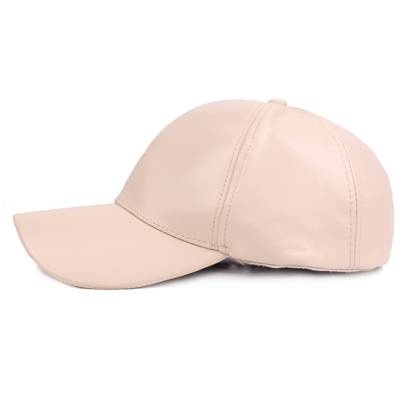 Leder Duckbill Cap Light Board Baseball Cap Herren und Damen Leder Cap Herbst PU Cap Monochrom Damen Modische und vielseitige Reise Cap_voghion.com