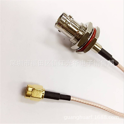 射頻同軸轉接線大六角帶項圈BNCK轉SMAJ焊接RG316線