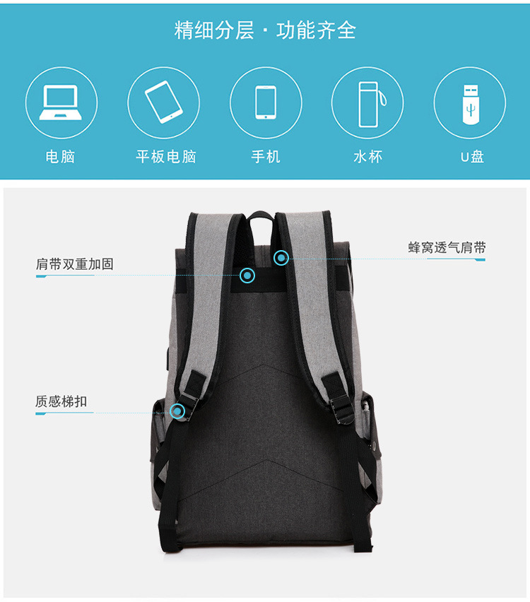 Travel backpacks, color-blocked men's backpacks, casual Korean-style college student schoolbags, usb charging computer bags in stock for wholesale undefined