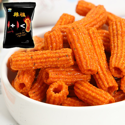 Korean Import Nine-Day Spicy and Sweet Fried Rice Cake Strips 100g Snack Puff Food
