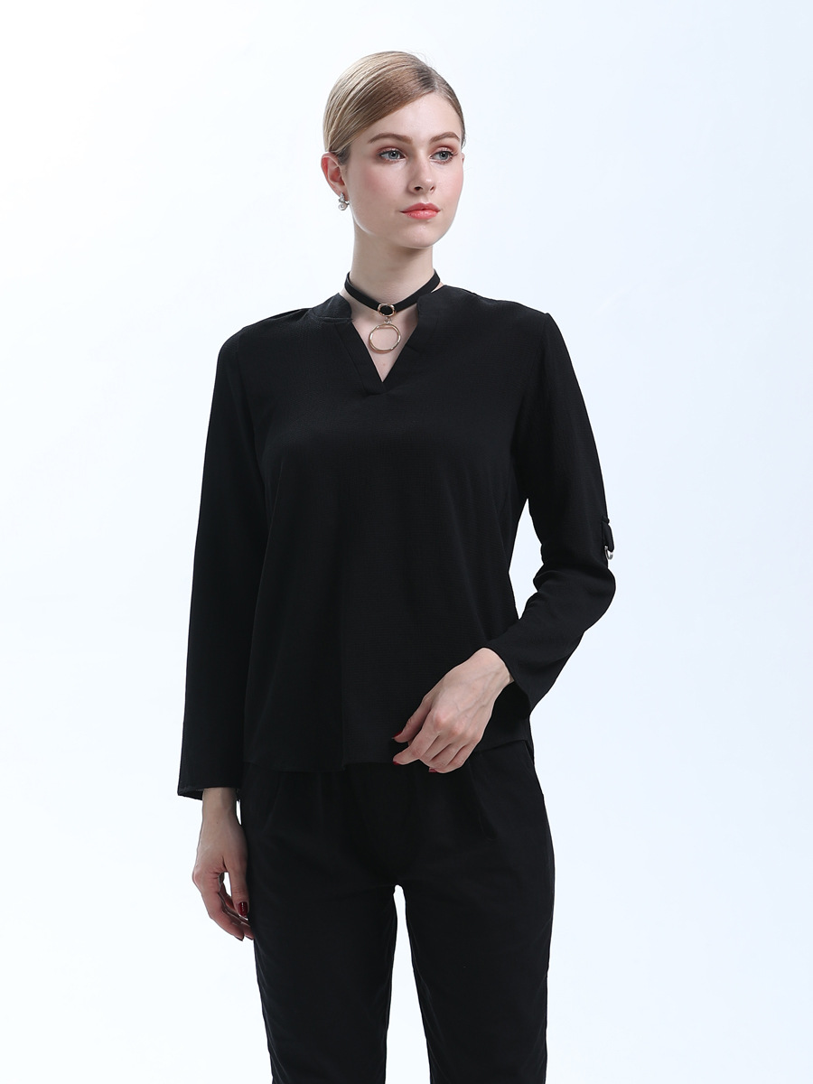 fashion casual all-match V-neck long sleeve chiffon shirt  NSJR36718