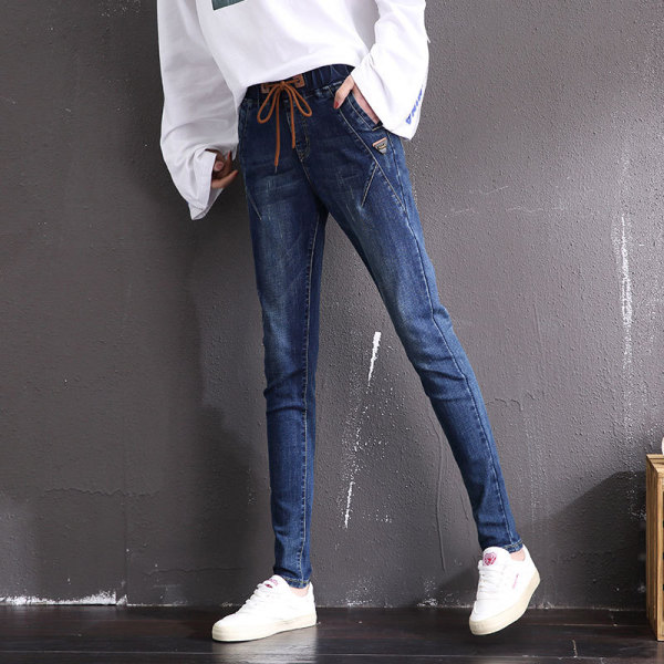 New high Harem pants elastic waist pencil pants thin trousers