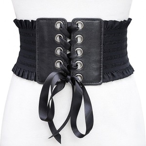 Women's tassel bow tie belt sashes for dress ultra wide waist cover skirt lace up waist cover