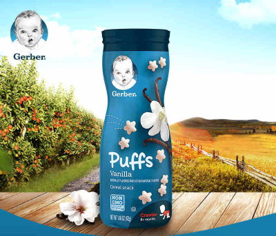 19年5月美國正品Gerber嘉寶香草口味星星泡芙 寶寶 嬰幼兒零食品