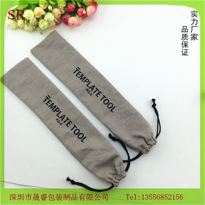 外贸出口测量尺帆布收纳袋 抽绳束口帆布袋批发 灰色8安小帆布袋