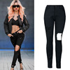 high waist self-cultivation elastic holes jeans thin skinny pants