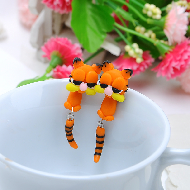 Close-up of Garfield Earrings