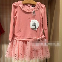 2018年春款韩版童装外贸尾单女童长袖针织连衣裙PCOM81166P