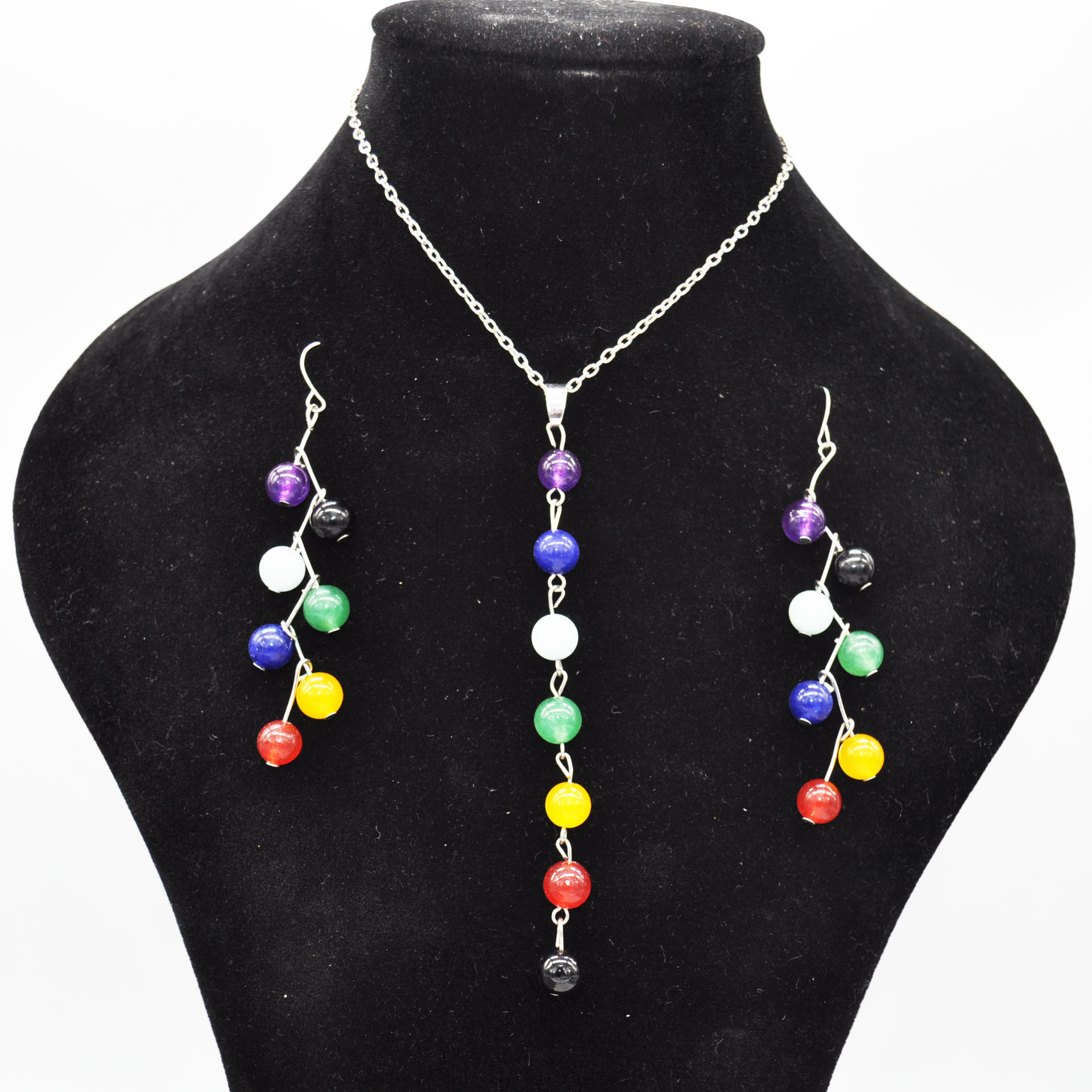 Fashion Tassel Alloy natural stone Beaded Drop Earrings 1 Pair