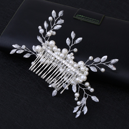 Hairpin hair clip hair accessories for women exquisite handmade pearl hair comb headdress crystal pearl necklace set Niang jewelry