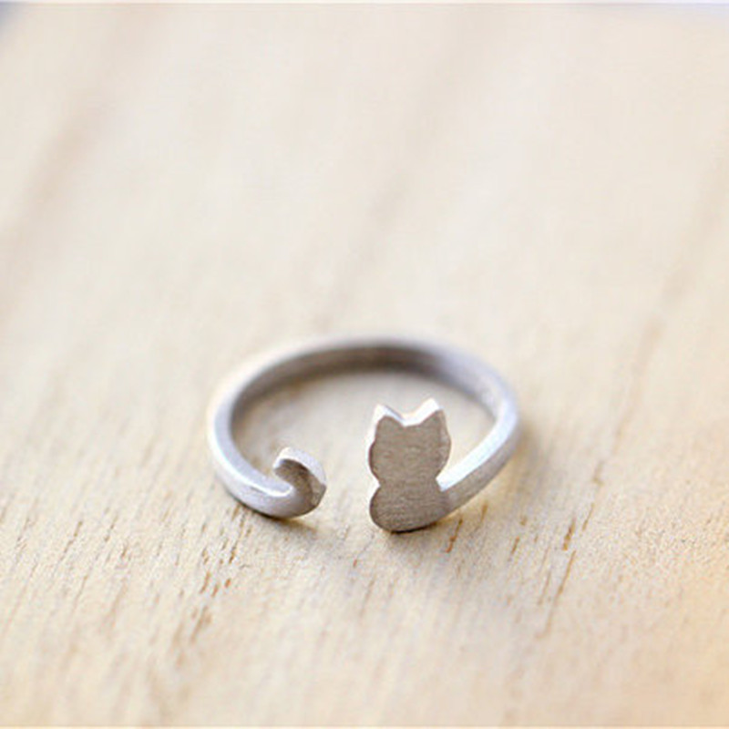 Hot Animal Cat Ring Alloy Electroplated Gold Silver Rose Color Protection Kitten Ring Wholesale display picture 21