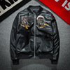 Japanese tide brand Prajna embroidery in Yokosuka Air Force pilots motorcycle leather leather jacket men winter baseball