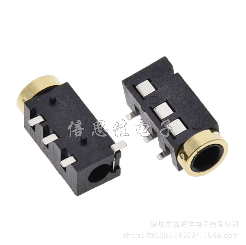 耳机插座 PJ-320G 3.5音频插座6.0端子4P四脚SMT贴片铜头镀金