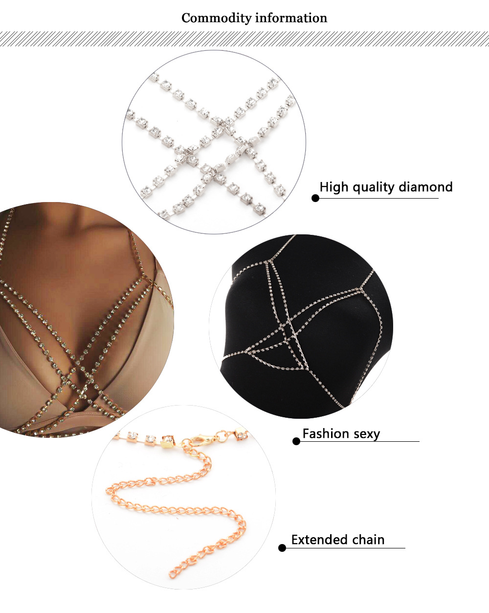 Bohemian Alloy Diamonds Multi-layer Cross Body Chain display picture 2