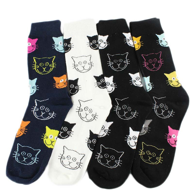 Women's Cartoon Style Cat Cotton Crew Socks A Pair display picture 1