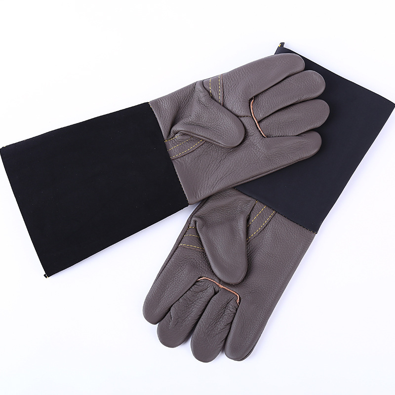 源头厂货 批发零售 牛皮革袖 半皮半革电焊手套 劳保手套