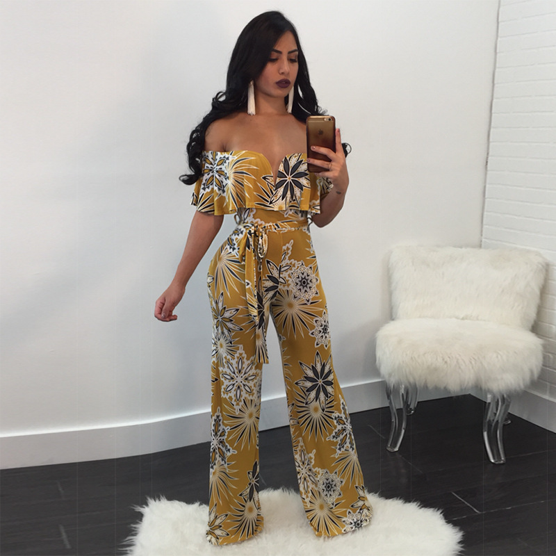 women s digital printing sexy tube top wide-leg jumpsuit nihaostyles wholesale clothing NSXYZ81791