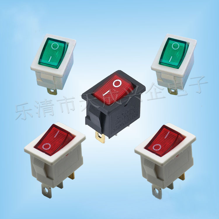 供应KCD1翘板开关二档带灯KCD3船型开关6A10A二脚三脚白色小开关