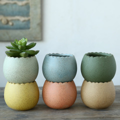 Wholesale minimalist office decor ceramic plant pot pastel macaron egg-shaped succulent thumb plant pot