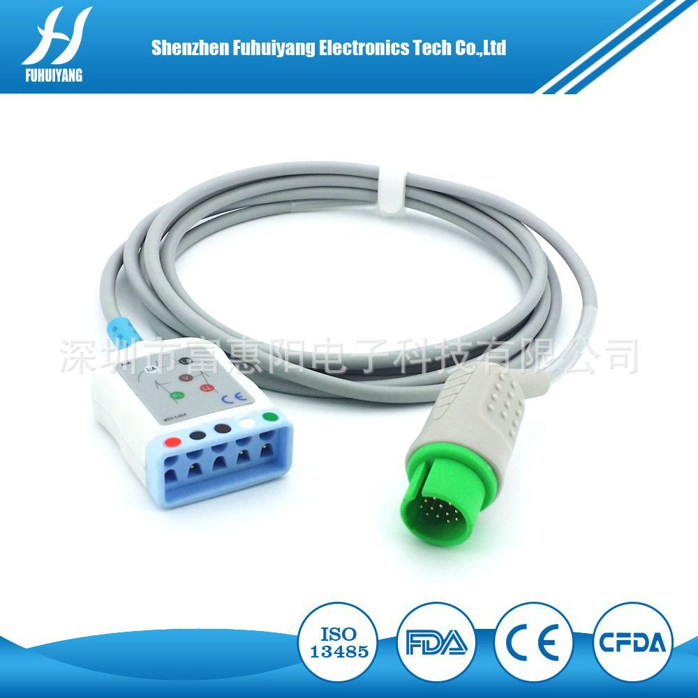 兼容  态空17针心电五导电缆     心电监护仪导联线
