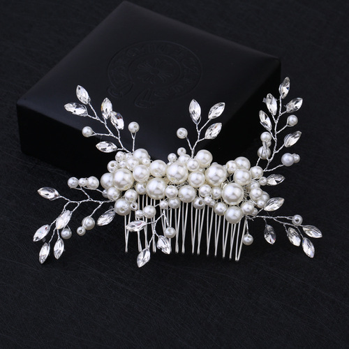 Hairpin hair clip hair accessories for women exquisite handmade pearl hair comb headdress crystal pearl necklace set Niang jewelry