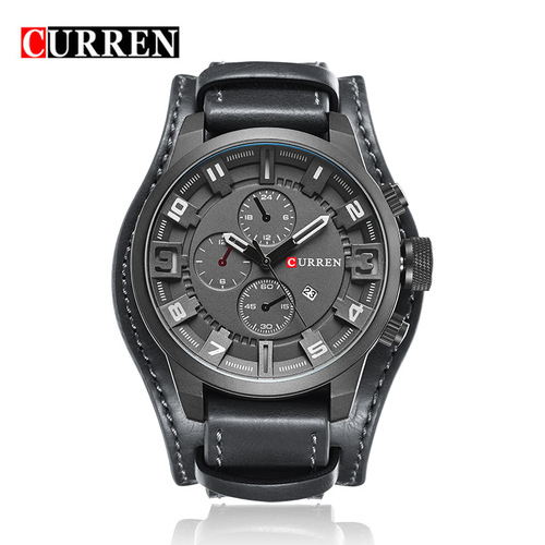 CURREN 8225 Men's Fashion Personalized Quartz Watch Calendar Belt Strap Large Dial Watch