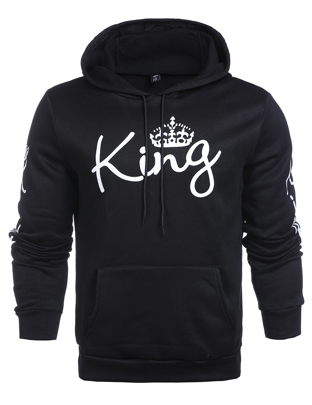 QUEEN KING Letter Print Long Sleeve Hooded Couple Sweatshirt NSHEQ64647