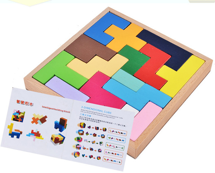 Beech three-dimensional box puzzle game beneficial intelligence wooden Russian wisdom building blocks pass the ever-changing puzzle toy