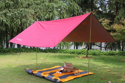 Outdoor silver-coated canopy tent super large rain-proof sun-proof parking shed camping tent super light outdoor canopy pergola (Çadırlar) - dark-red-3-m-3-m-including-rod-and-ground-nail-wind-rope-multi-person