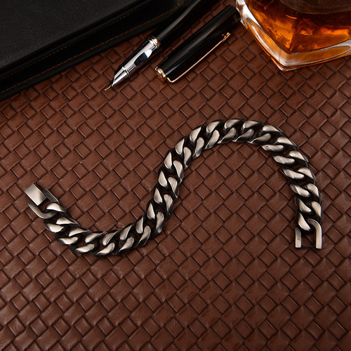 Factory Wholesale Titanium Steel Jewelry European and American Retro Men's Bracelet Single Weave Six-Sided Polished Titanium Steel Bracelet Creative Accessory