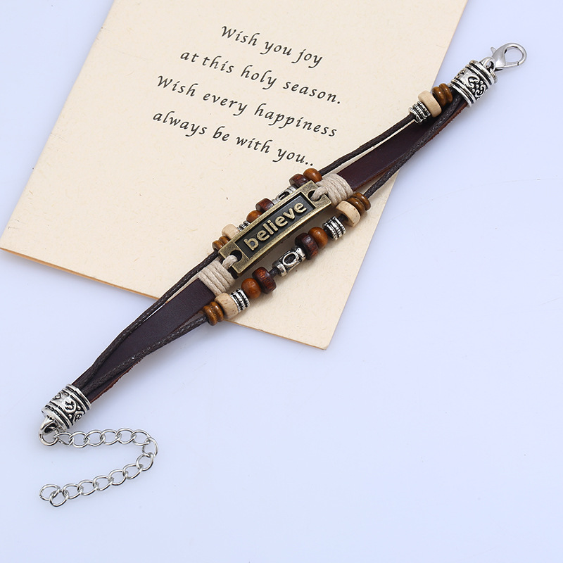 New believe leather bracelet men and women leather bracelet