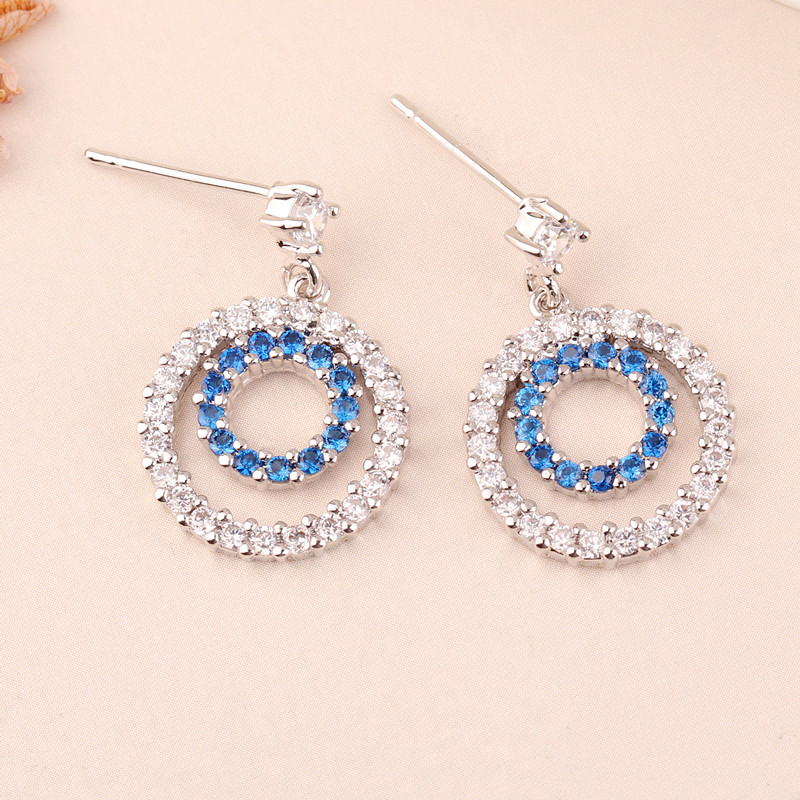 1 Pair Simple Style Commute Circle Plating Inlay Copper Alloy Zircon Drop Earrings display picture 1