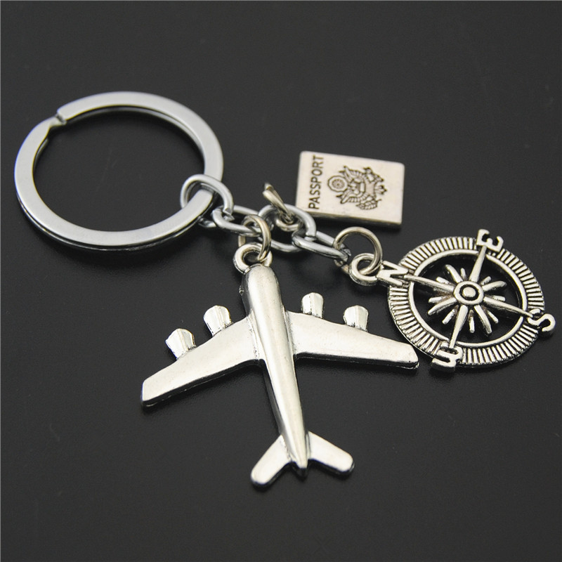 Fashion Round Letter Airplane Alloy Keychain display picture 2