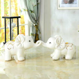 欧式家居装饰品大象结婚客厅酒柜摆件工艺品情侣对象