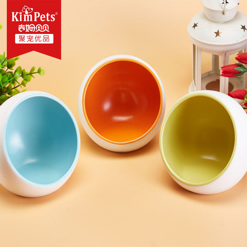 厂家直销太空舱陶瓷猫碗批发 斜口陶瓷猫碗宠物食盆批发食具