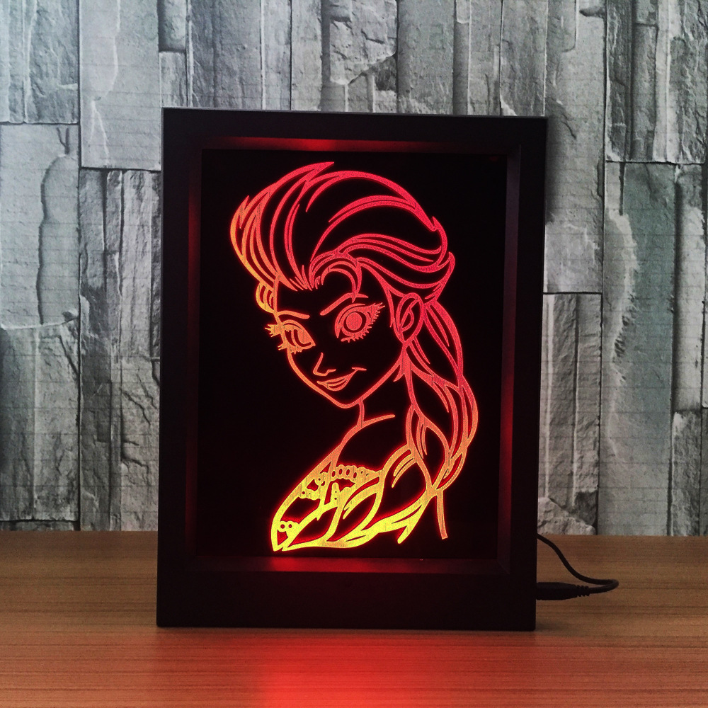 相框灯 3d触摸遥控创意产品桌面台灯小夜灯冰雪皇后