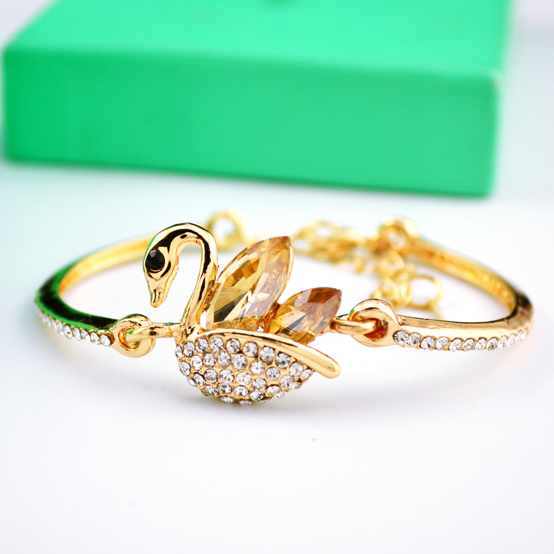 Fashion Simple Full Diamond Swan Crystal Alloy Necklace Bracelet