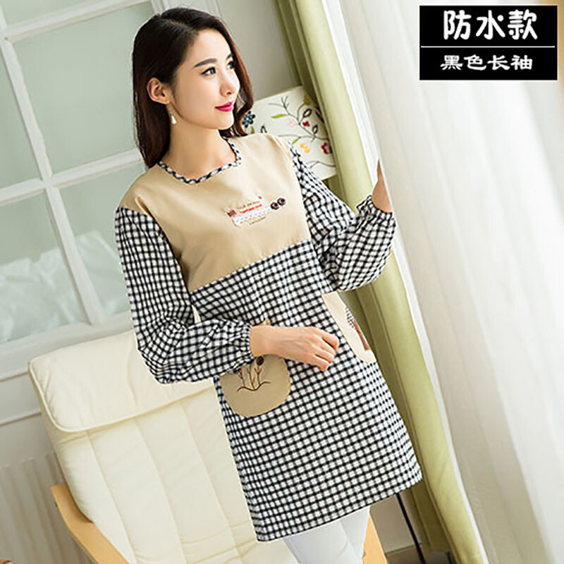 Cocina cocina delantal de algodón puro coreano moda adulto mono manga larga delantal impermeable a prueba de aceite anti-vestidor mujeres