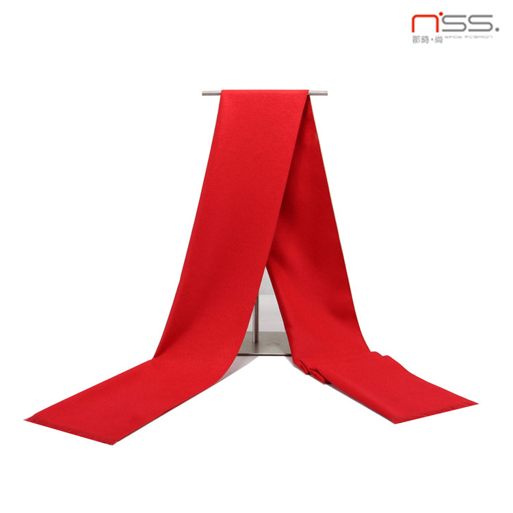 男女式秋冬英伦保暖围巾红色 商务男士加厚礼品年会围巾定制LOGO